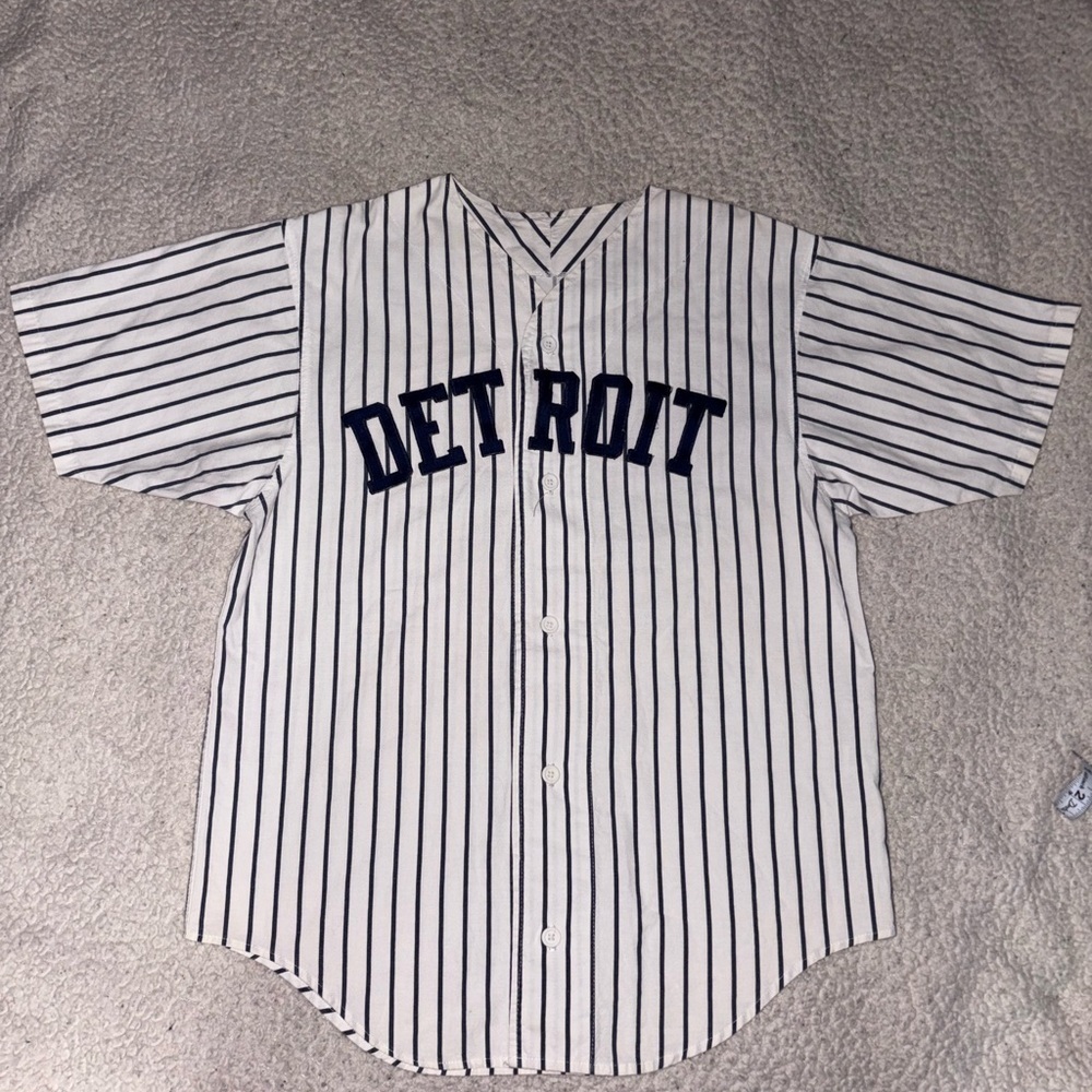 Vintage Detroit Pinstripe Jersey - Black And White